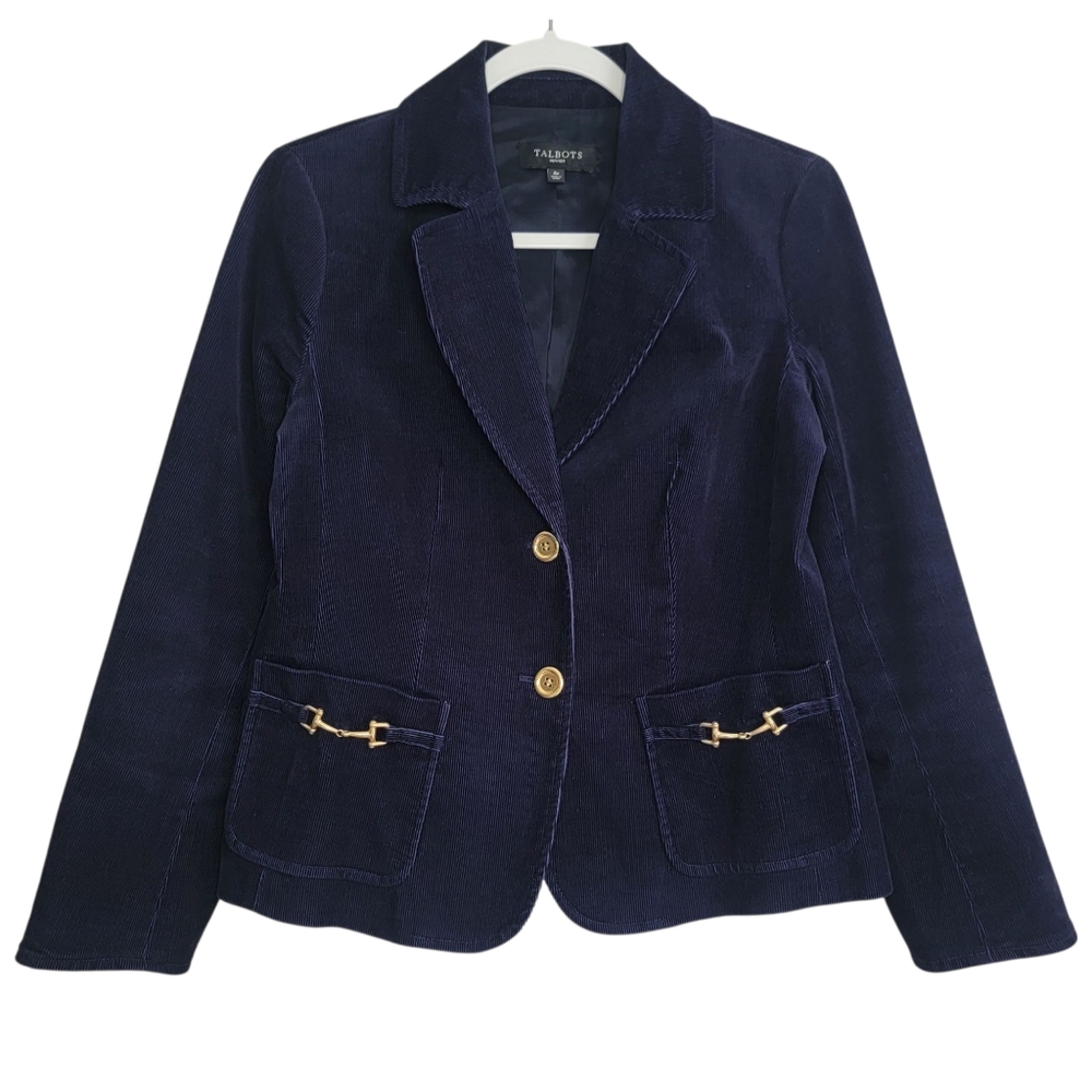 Talbots Dark Blue Notch Lapel Corduroy Jackets Size Size‎ 8